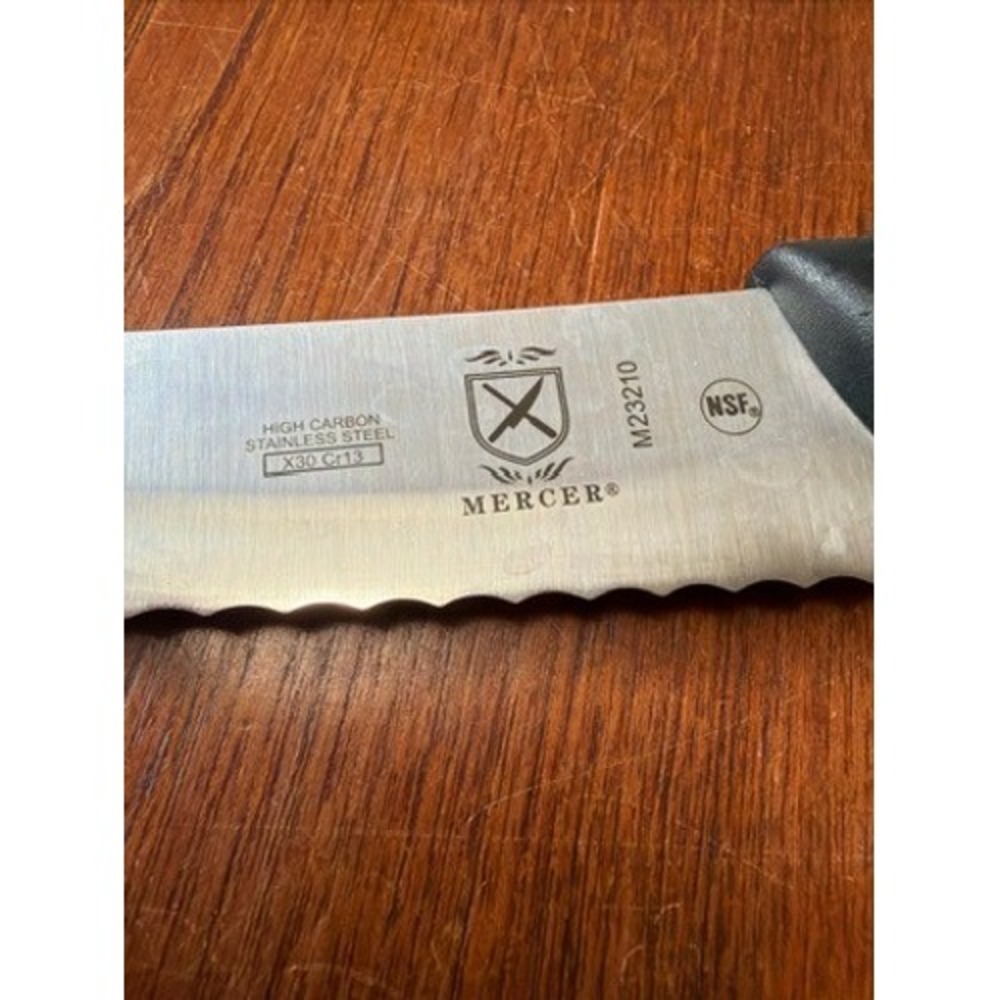 Mercer Culinary Millennia 8 Inch Offset Bread Knife M23210 Black Handle NSF
